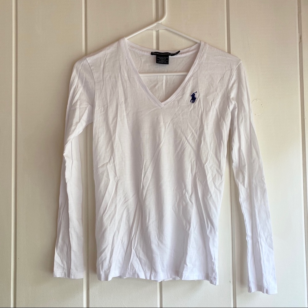 White v-neck polo T-shirt